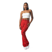 Smoke Rise RED High Rise Stacked Utility Pants - True Red