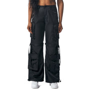 Smoke Rise RED Utility Satin Pants - Black