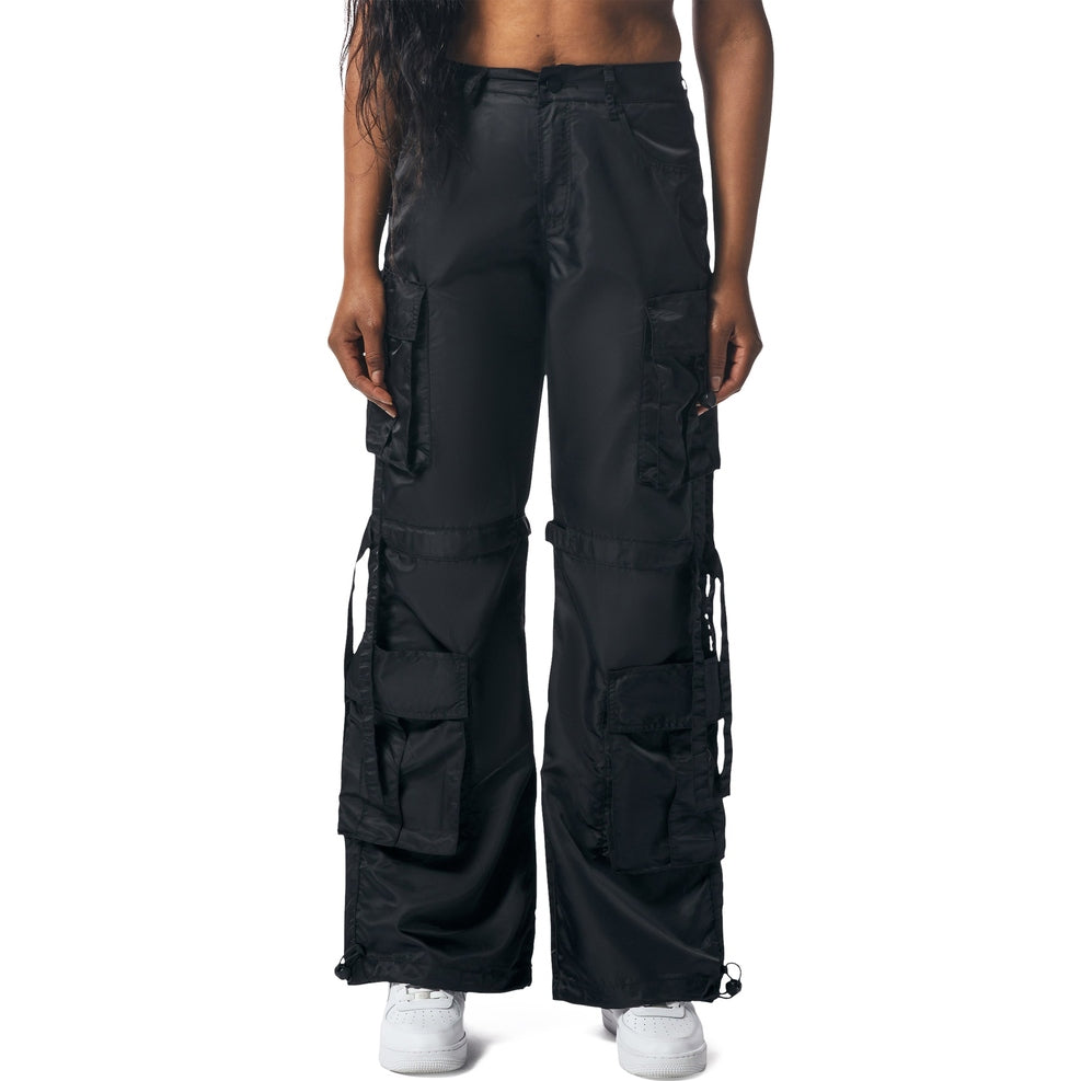 Smoke Rise RED Utility Satin Pants - Black