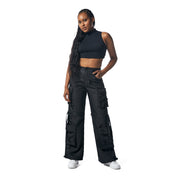 Smoke Rise RED Utility Satin Pants - Black