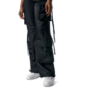 Smoke Rise RED Utility Satin Pants - Black