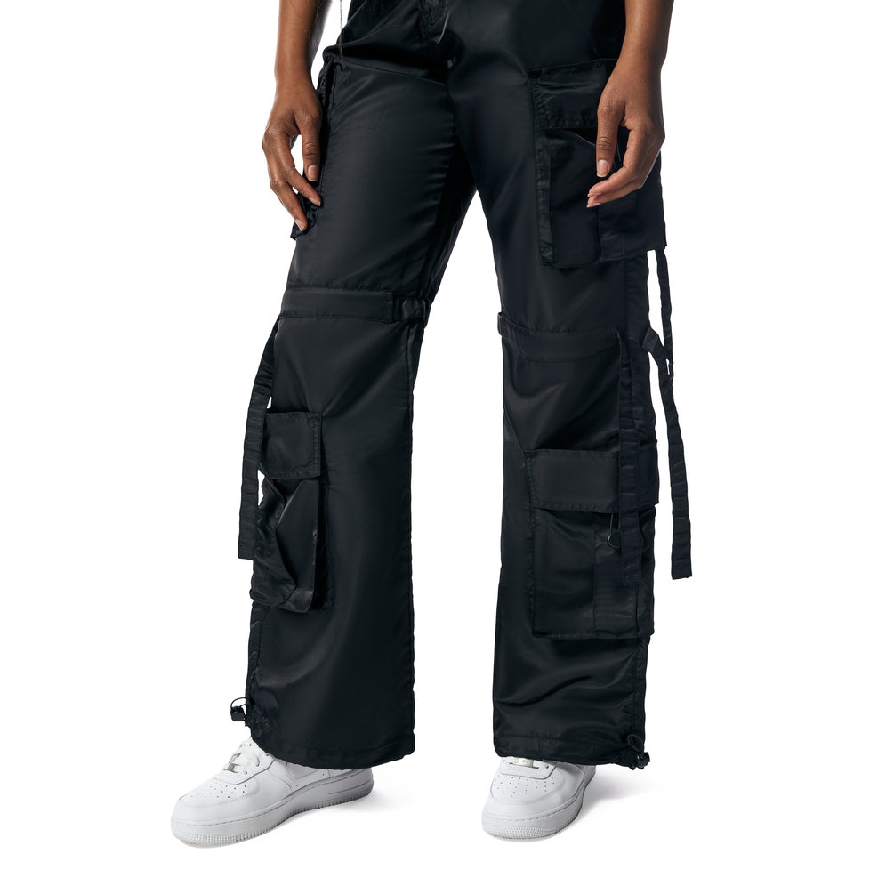 Smoke Rise RED Utility Satin Pants - Black