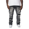 Big And Tall Utility Pocket Stacked Denim Jeans - Pluto Grey