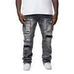 Big And Tall Utility Pocket Stacked Denim Jeans - Pluto Grey