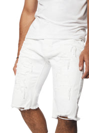 Distressed Rip & Repair Jean Shorts - White
