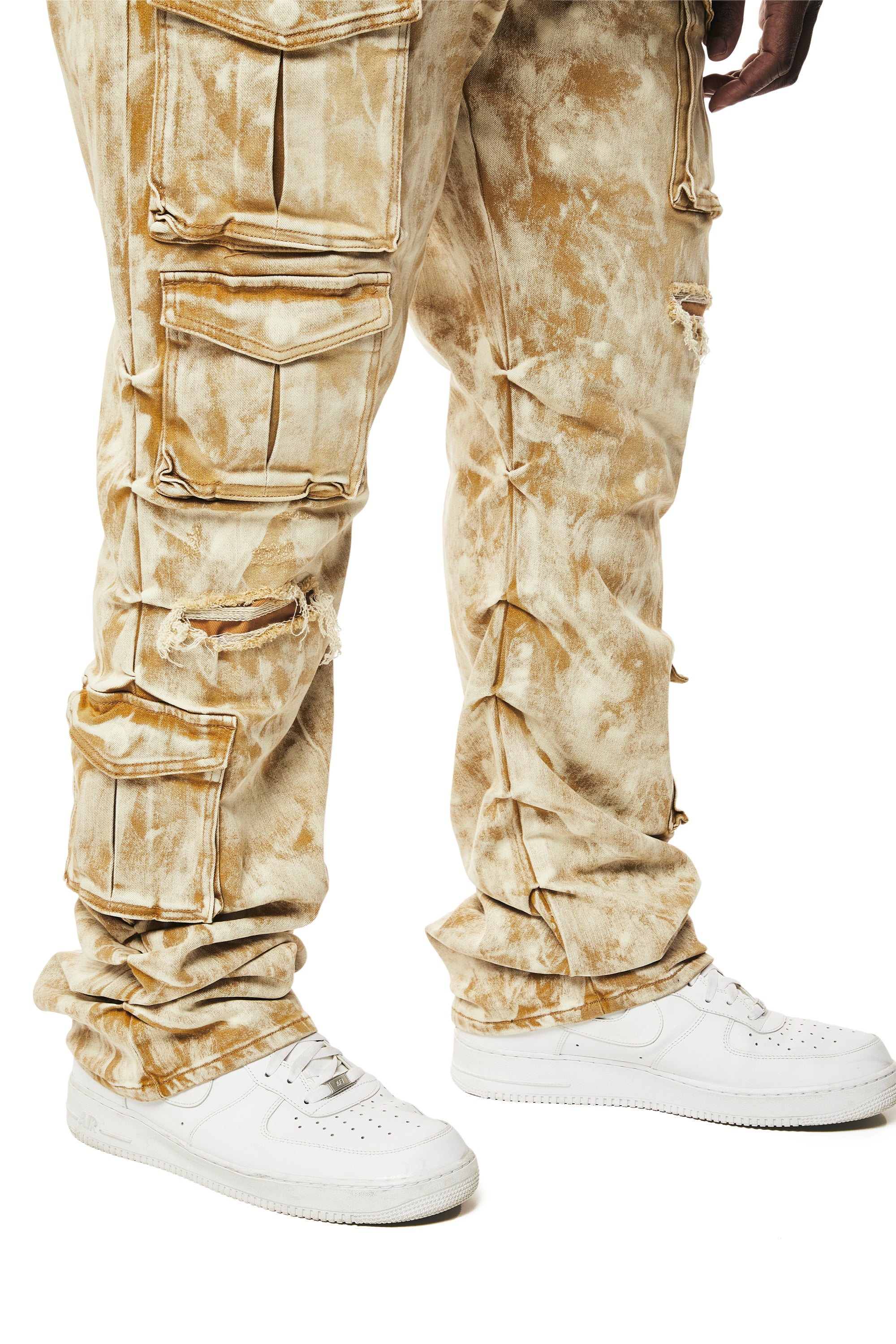 Big and Tall - Utility Multi Colored Cargo Stacked Denim Jeans - Frappe