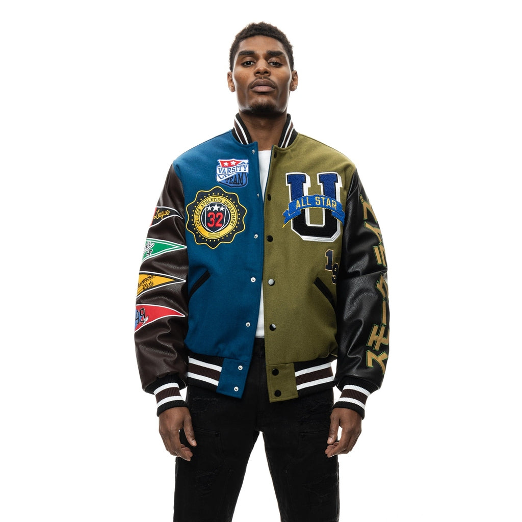 Smoke Rise All Star Varsity Jacket - Matcha Olive