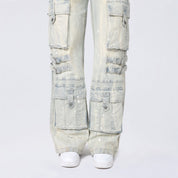 High Rise Wide Leg Mult Pocket Jeans