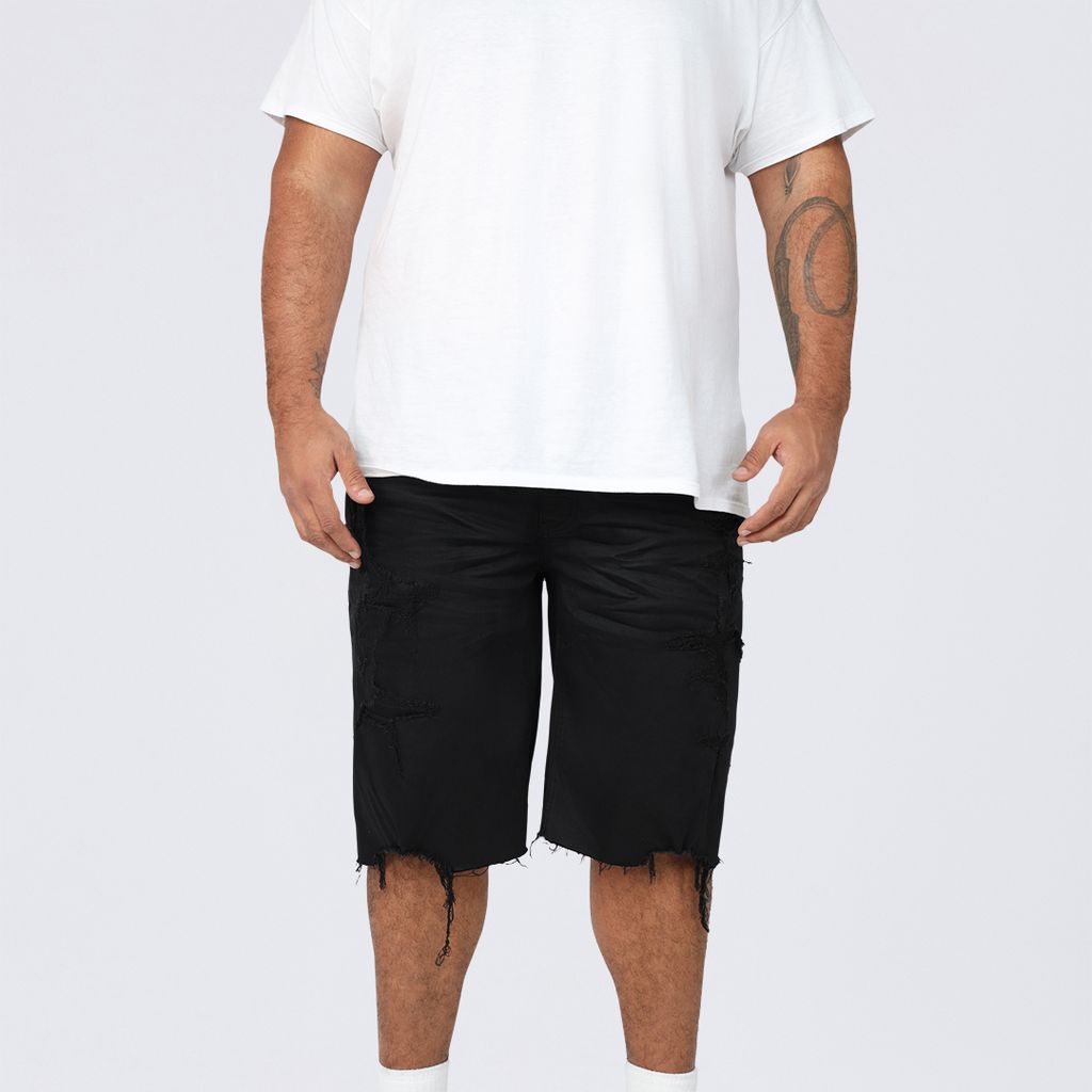 Big and Tall - Rip & Repair Jean Shorts - Jet Black