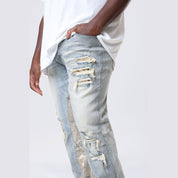 Smoke Rise Big and Tall Big and Tall - Long Tapestry Insert Jeans - Vanilla Blue