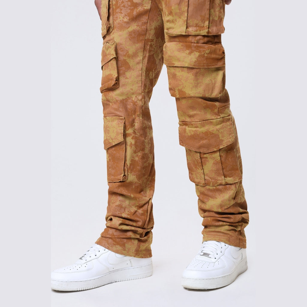 Smoke Rise Slim Utility Metallic Print Twill Pants - Mahogany