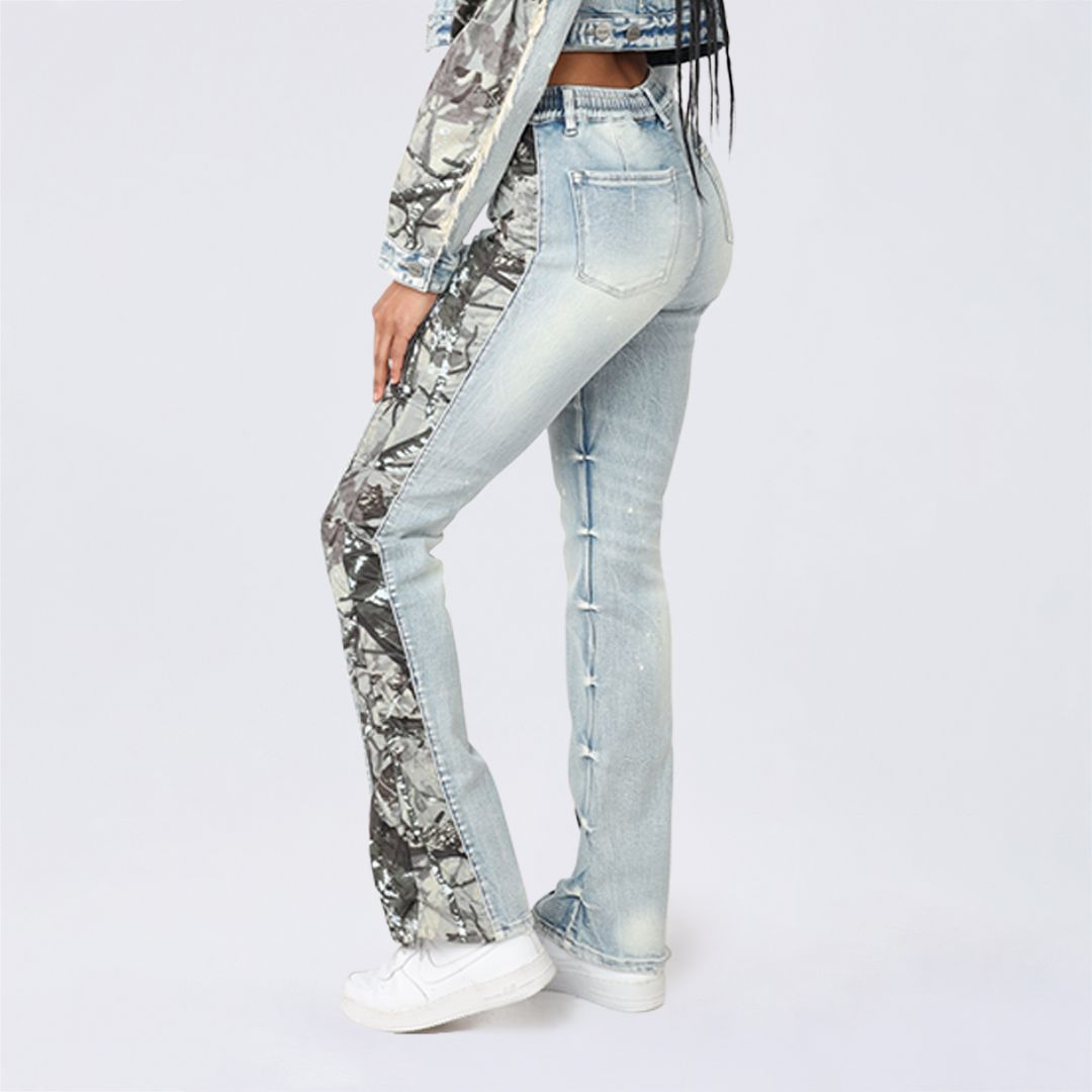 High Rise Bootcut Stacked Mixed Media Jeans