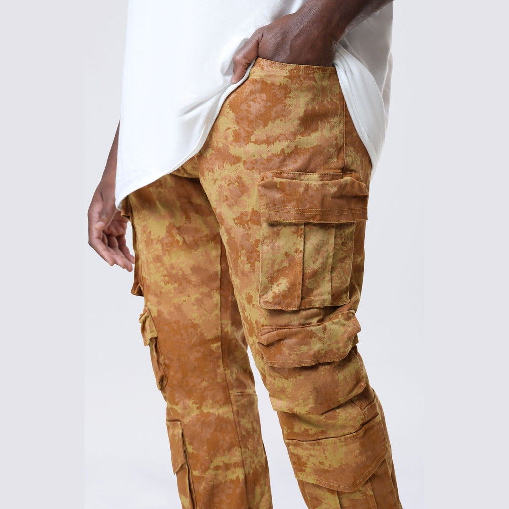 Smoke Rise Big and Tall Big and Tall - Utility Metallic Print Twill Pants - Mahogany