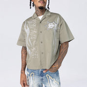 Oversized Cropped Dystopia Twill Shirt