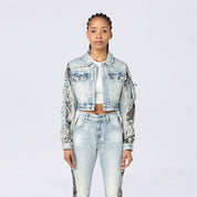 Cropped Mixed Media Jean Jacket