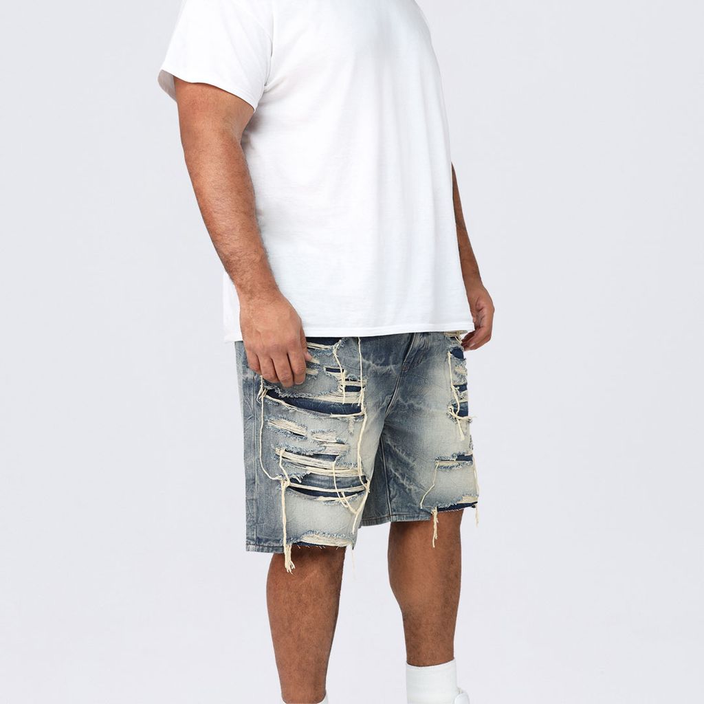 Big and Tall - Heavy Rip & Repair Jean Shorts