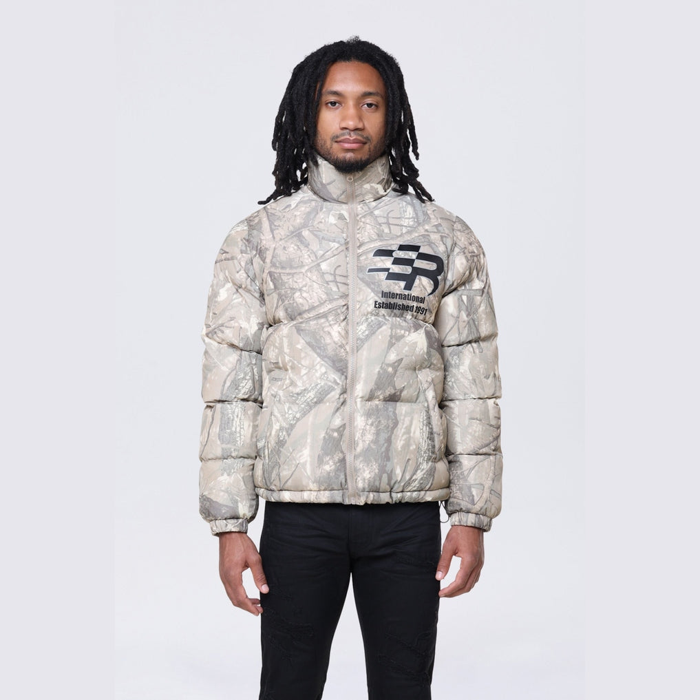 Smoke Rise Printed Puffer Jacket - Khaki Hunting Camo