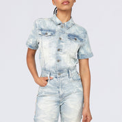 Boot Cut Tapestry Denim Jumpsuit