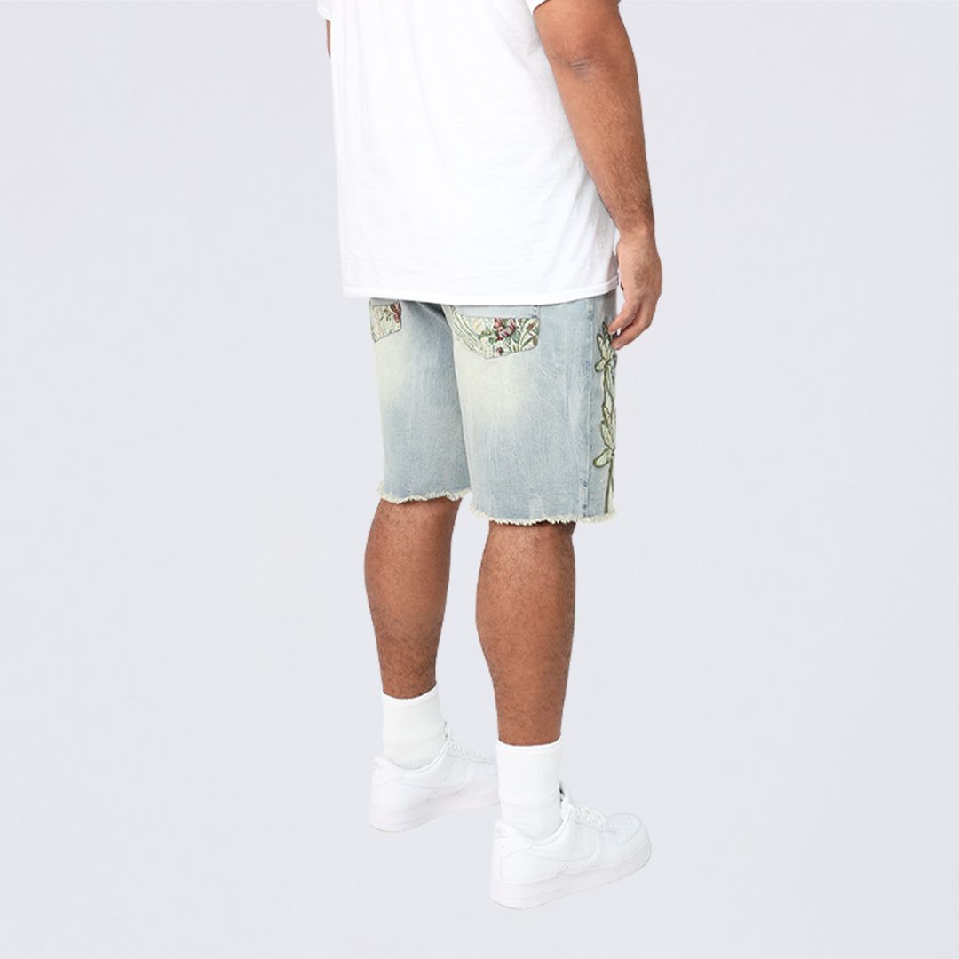 Big and Tall - Tapestry Patched Jean Shorts