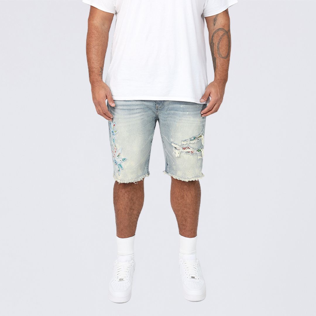 Big and Tall - Tapestry Patched Jean Shorts