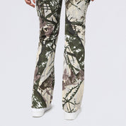 High Rise Stacked Dystopia Printed Cargo Twill Pants