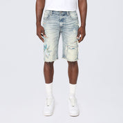 Tapestry Patched Jean Shorts