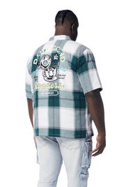 Big and Tall - Patchwork Plaid Shirt - Green