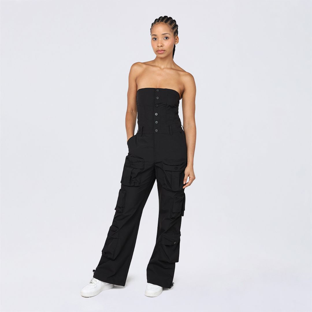 Tube Top Utility Windbreaker Jumpsuit