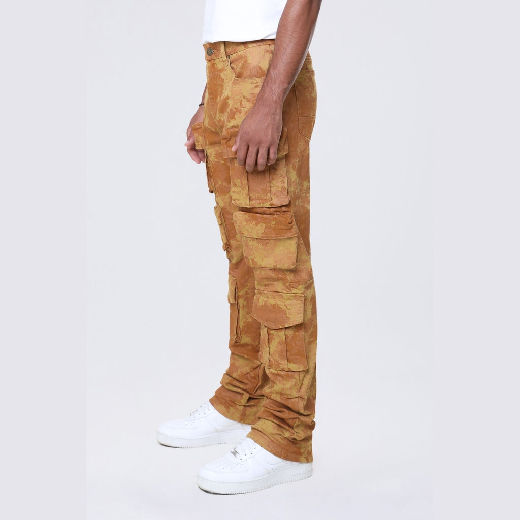 Smoke Rise Slim Utility Metallic Print Twill Pants - Mahogany