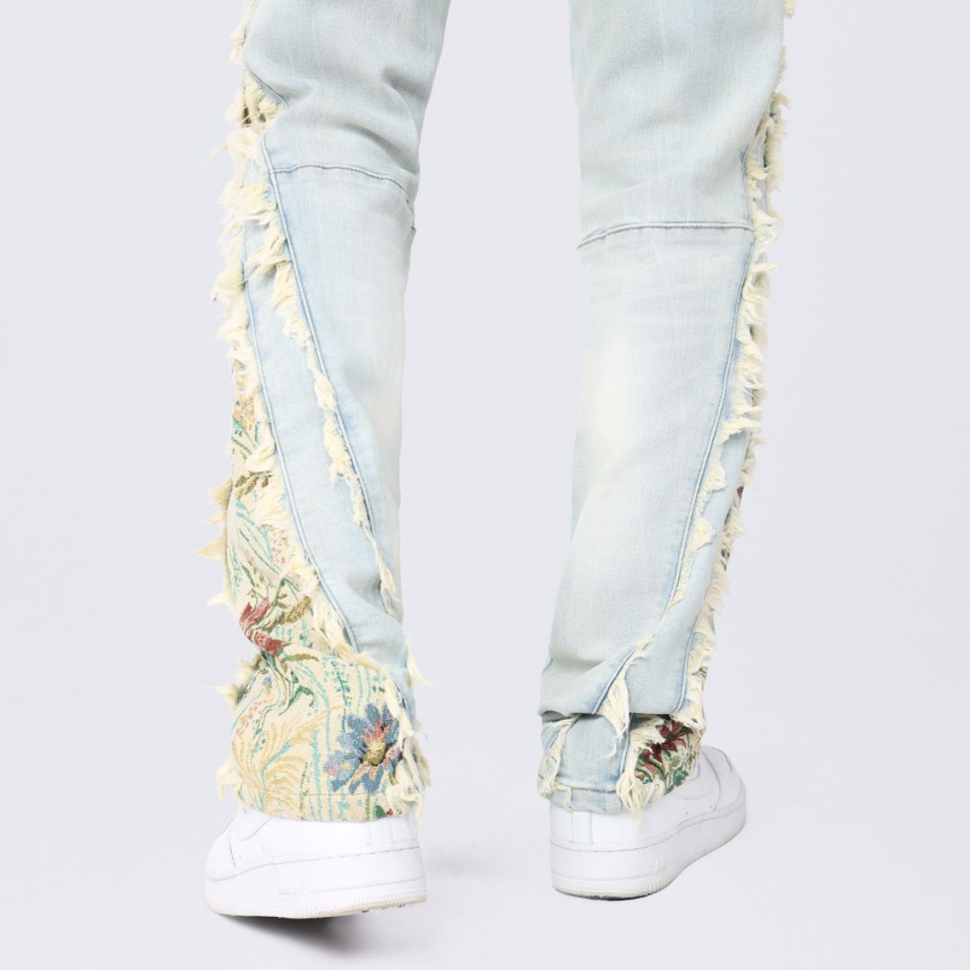 Straight Tapestry Embroidered Jeans