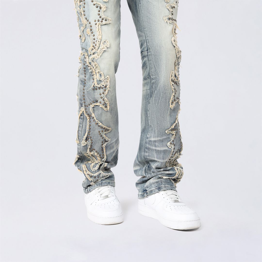 Stacked Western Themed Jeans