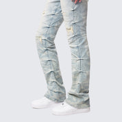 High Rise Bootcut Ripped Stacked Jeans - Seville Blue