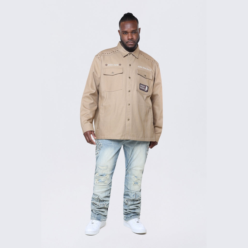 Smoke Rise Big and Tall Big and Tall - Western Button Down LS Overshirt - Khaki