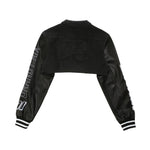 Cropped Denim Racing Jacket