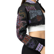 Smoke Rise RED Varsity Embroidered Jacket - Black