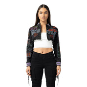 Smoke Rise RED Varsity Embroidered Jacket - Black