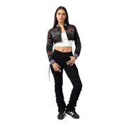 Smoke Rise RED Varsity Embroidered Jacket - Black