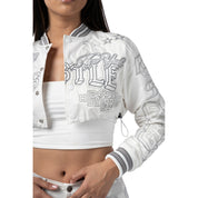 Smoke Rise RED Varsity Embroidered Jacket - Snow White