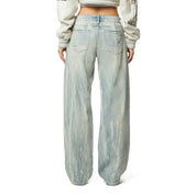 Smoke Rise RED Mid Rise Patched Wide Leg Denim Jeans - Leo Blue