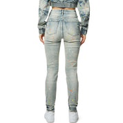 Smoke Rise RED High Rise Racing Slim Skinny Denim Jeans - Alpine Blue