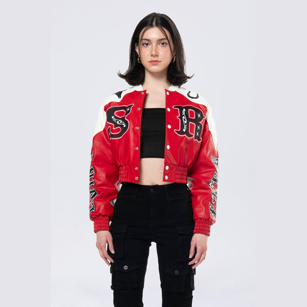 Smoke Rise RED Relaxed Rodeo Cropped Jacket - True Red