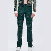 Smoke Rise RED Utility Laced Vegan Leather Pants - Oxidized Green