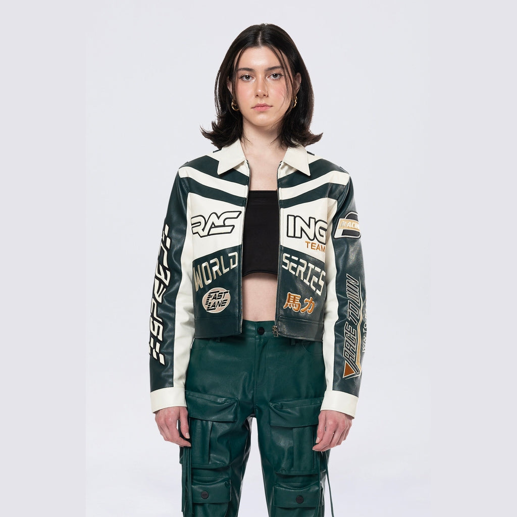 Smoke Rise RED Collared Racing Jacket - Oxidized Green