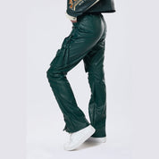 Smoke Rise RED Utility Laced Vegan Leather Pants - Oxidized Green