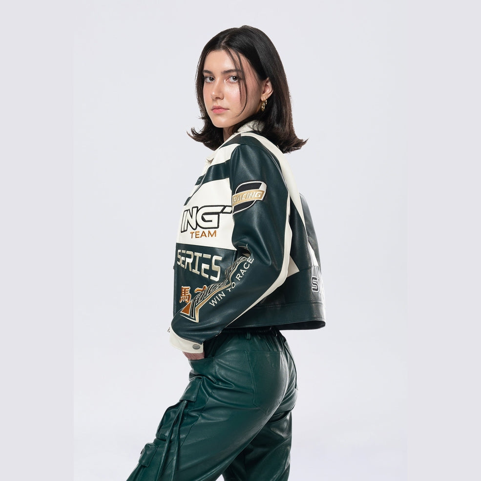 Smoke Rise RED Collared Racing Jacket - Oxidized Green
