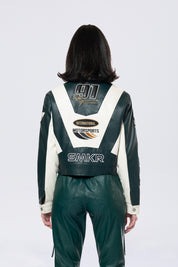 Collared Racing Jacket - Oxidized Green