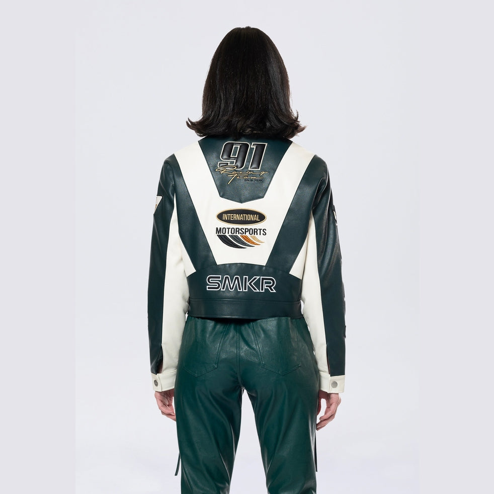 Smoke Rise RED Collared Racing Jacket - Oxidized Green