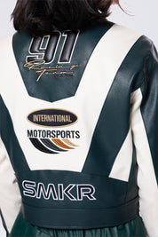 Collared Racing Jacket - Oxidized Green