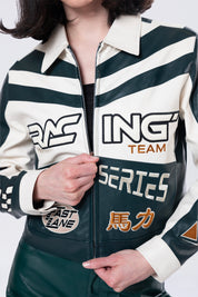 Collared Racing Jacket - Oxidized Green