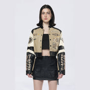 Smoke Rise RED Racing Bomber Jacket - Khaki